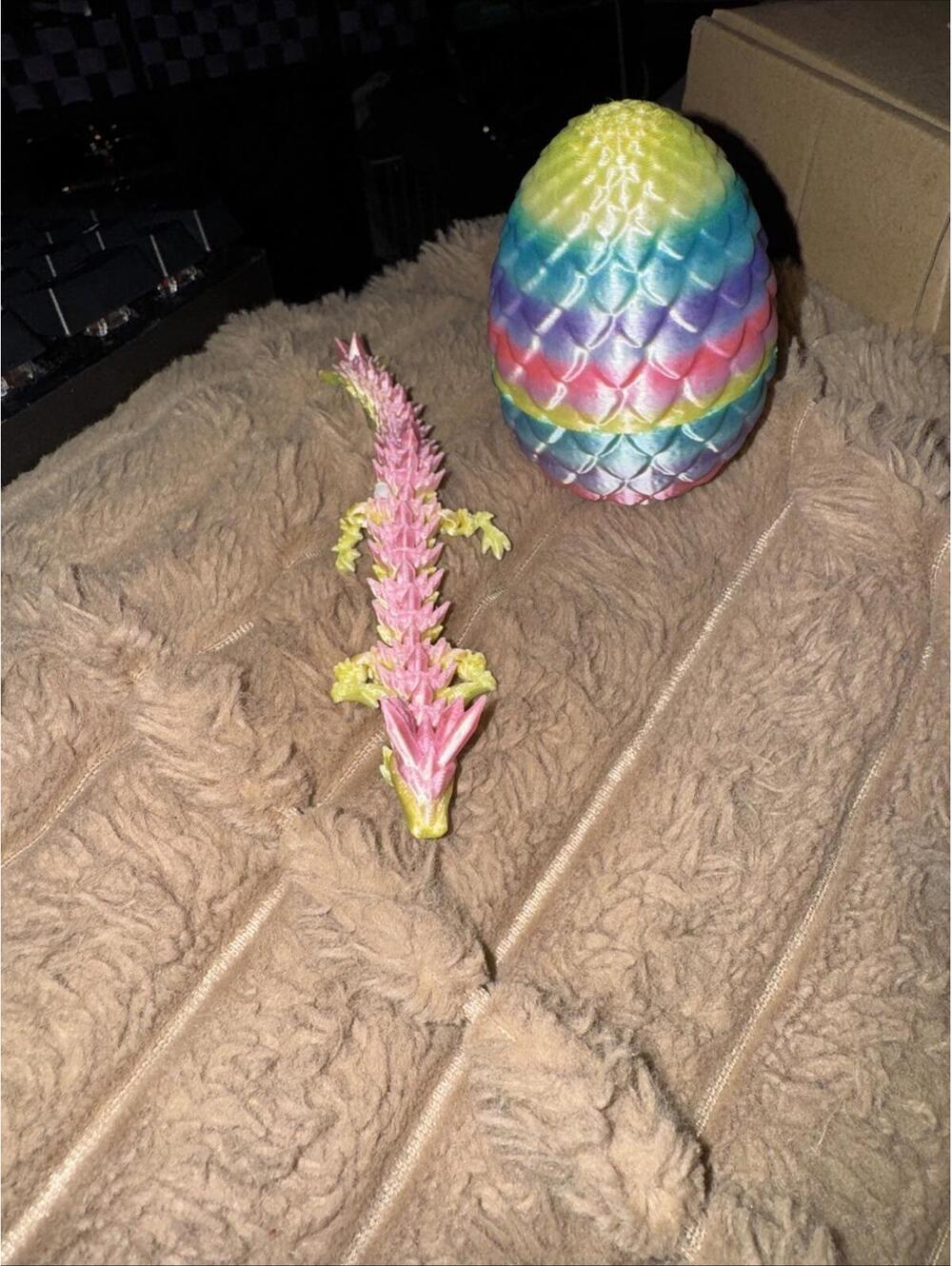 3D Printed Dragon in Egg Night Spirit Articulated Dragon